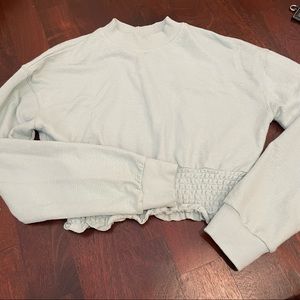 Blue Cropped Long Sleeve Top - mint colored